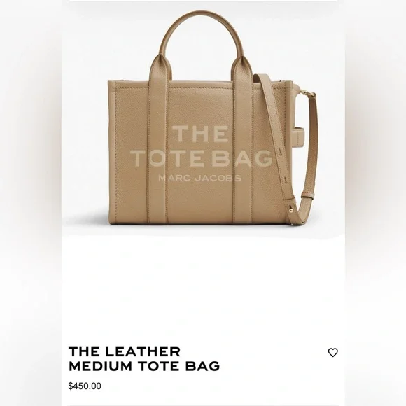 Marc Jacob - Tan LEATHER MEDIUM TOTE BAG - Picture 1 of 6